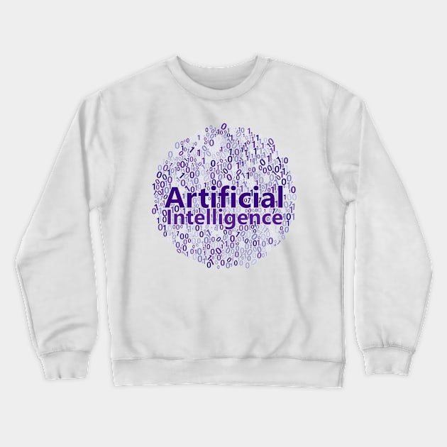 Artificial Intelligence Data Science Word Cloud | Purple Crewneck Sweatshirt by aRtVerse